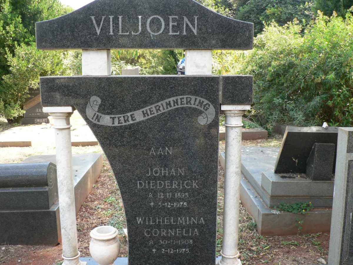 VILJOEN Johan Diederick 1895-1975 &amp; Wilhelmina Cornelia 1908-1975