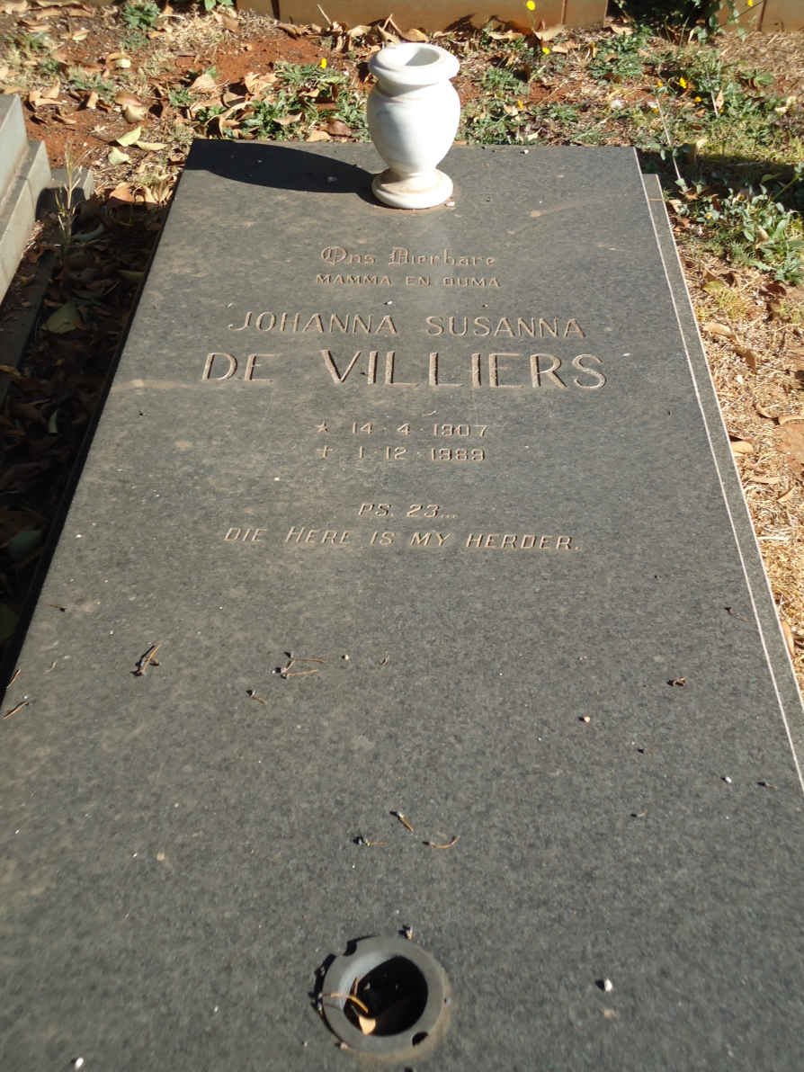 VILLIERS Johanna Susanna, de 1907-1988