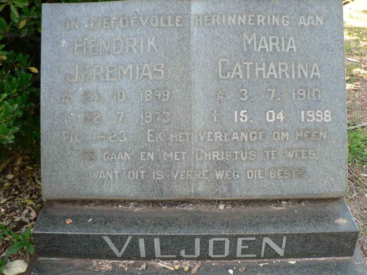 VILJOEN Hendrik Jeremias 1899-1973 &amp; Maria Catharina 1910-1998