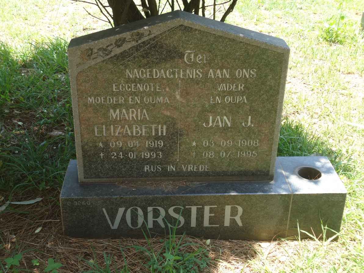 VORSTER Jan J. 1908-1995 &amp; Maria Elizabeth 1919-1993