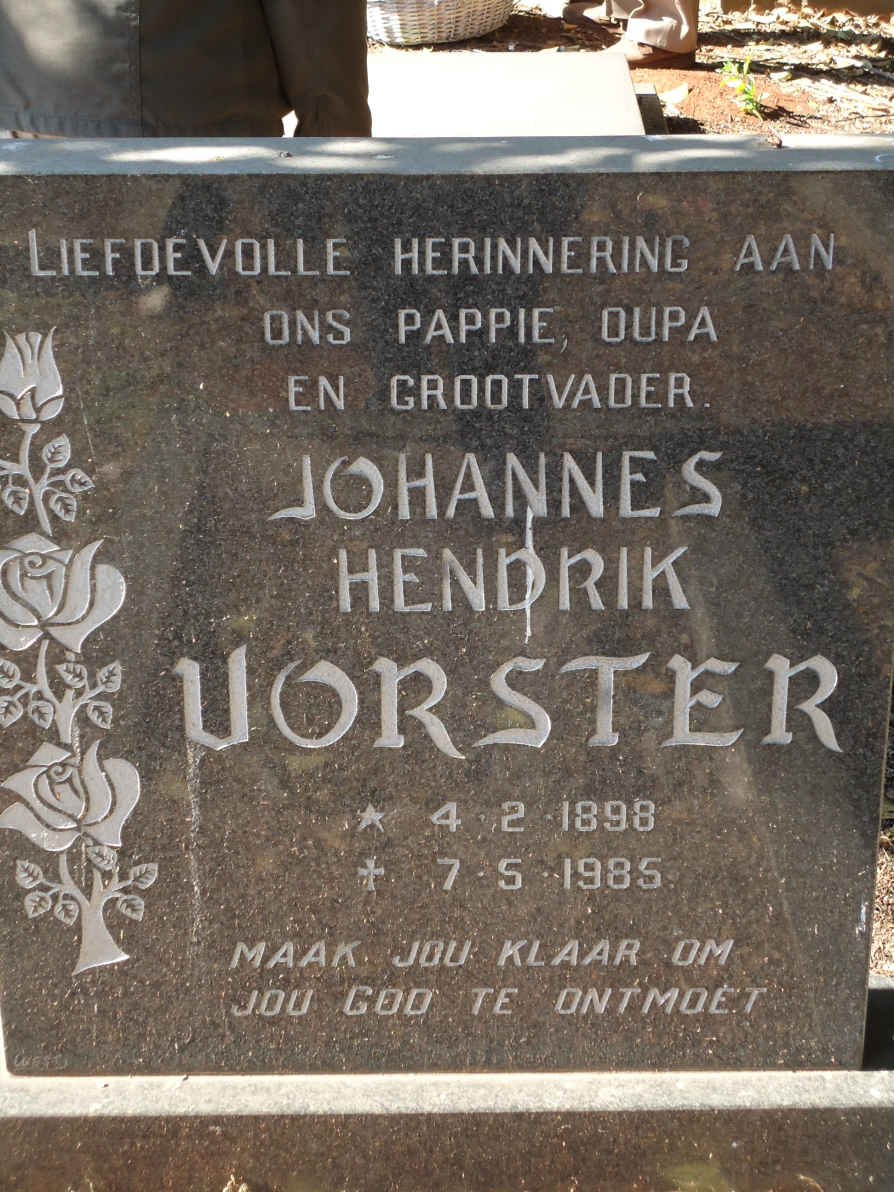 VORSTER Johannes Hendrik 1898-1985