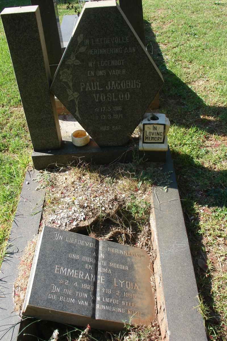 VOSLOO Paul Jacobus 1916-1971 &amp; Emmeran?e Lydia 1928-1985