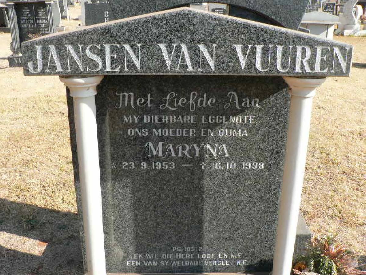 VUUREN Maryna, Jansen van 1953-1998