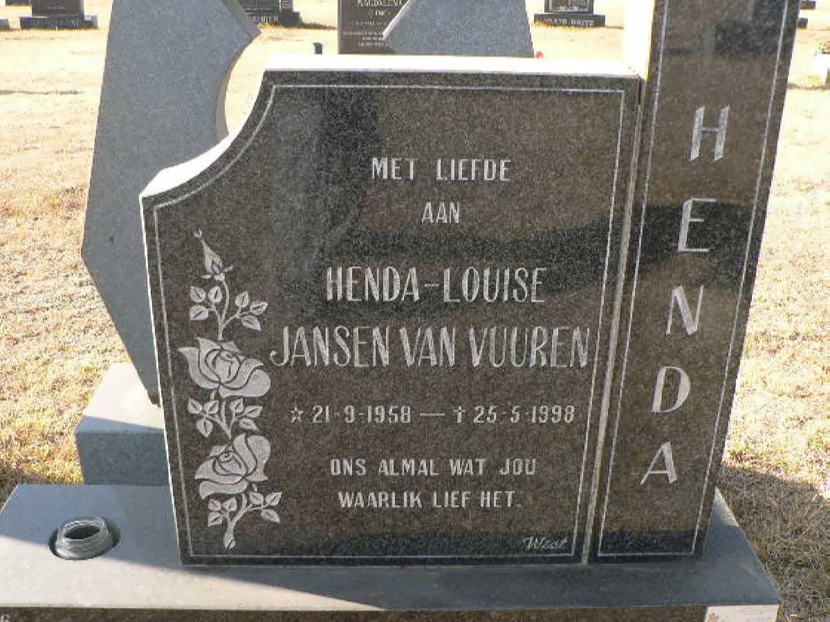 VUUREN Henda-Louise, Jansen van 1958-1998
