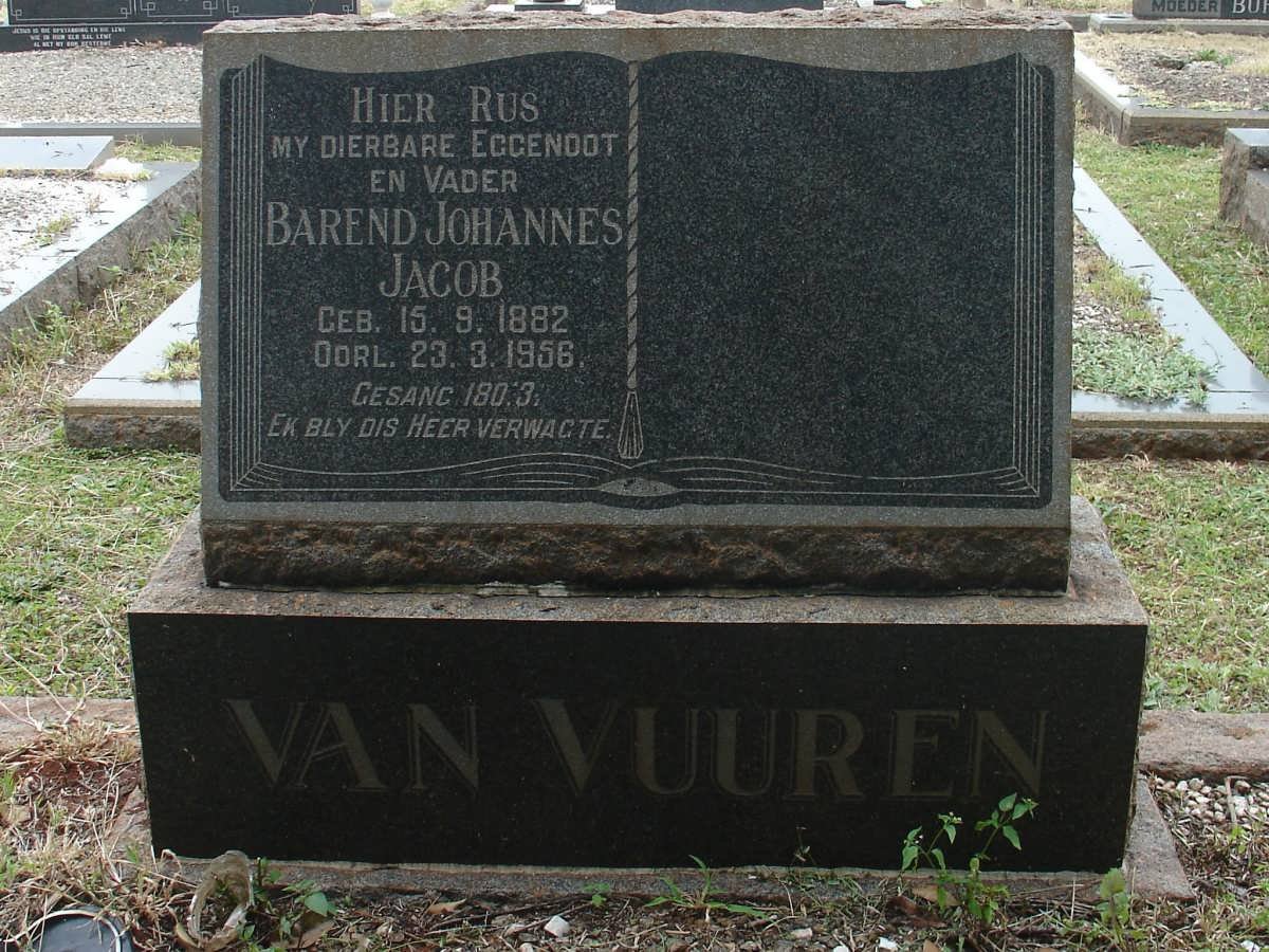 VUUREN Barend Johannes Jacob, van 1882-1956
