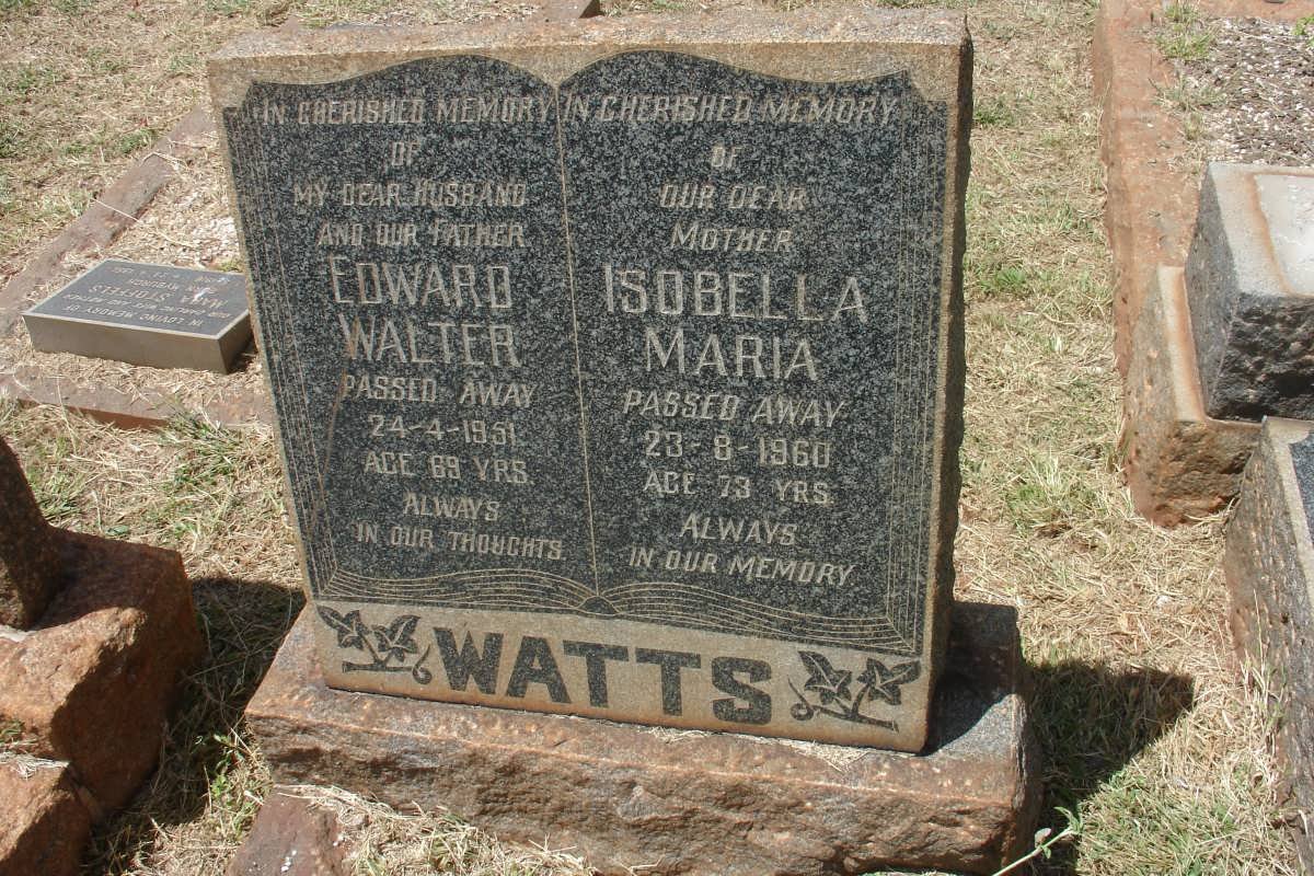 WATTS Edward Walter -1951 &amp; Isobella Maria -1960