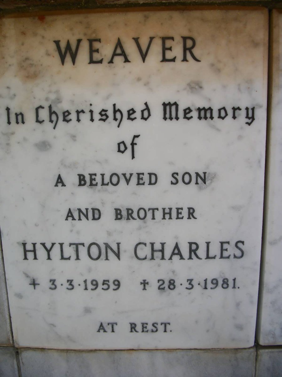 WEAVER Hylton Charles 1959-1981