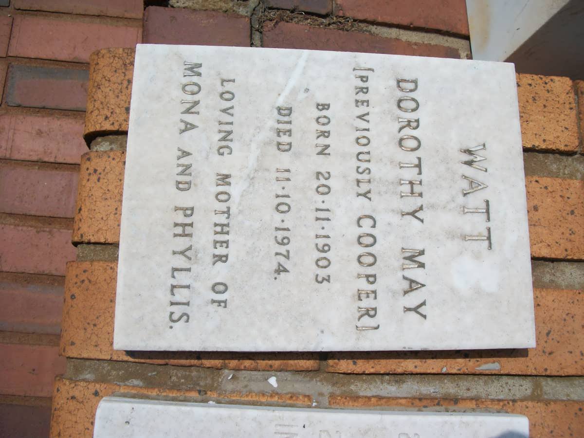 WATT Dorothy May previously COOPER 1903-1974