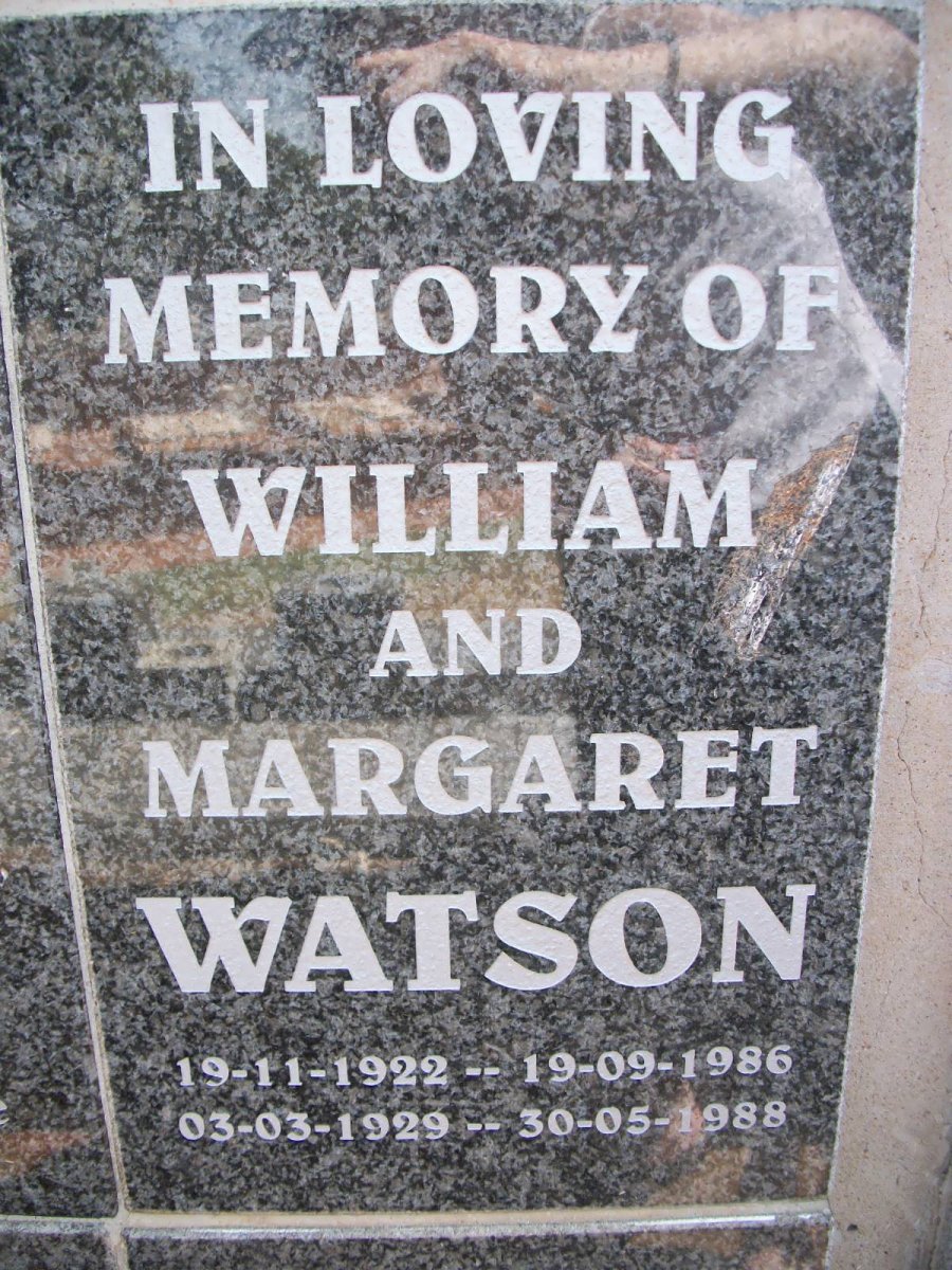 WATSON William 1922-1986 &amp; Margaret 1929-1988