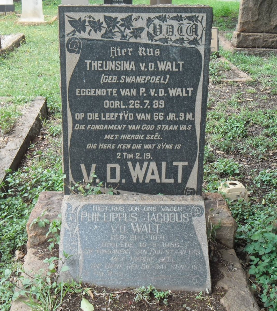 WALT Theunsina, v.d. nee SWANEPOEL -1939 :: V.D. WALT Phillippus Jacobus 1871-1956