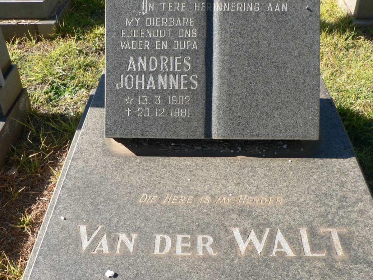 WALT Andries Johannes, van der 1902-1981