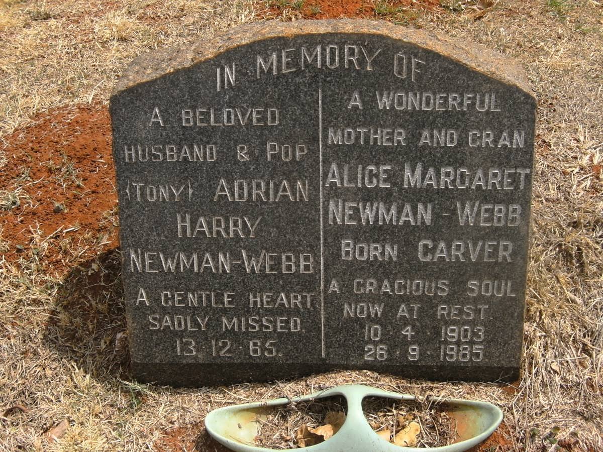 WEBB Adrian Harry, Newman -1966 &amp; Alice Margaret CARVER 1903-1985