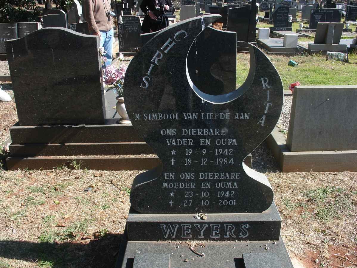 WEYERS Chris 1942-1984 &amp; Rita 1942-2001
