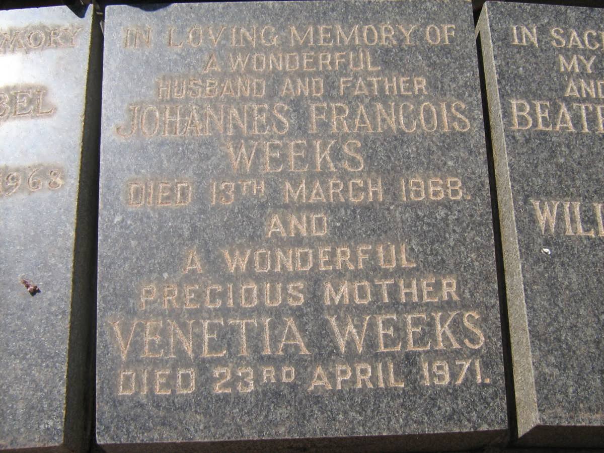 WEEKS Johannes Francois ?-1968 Venetia ?-1971