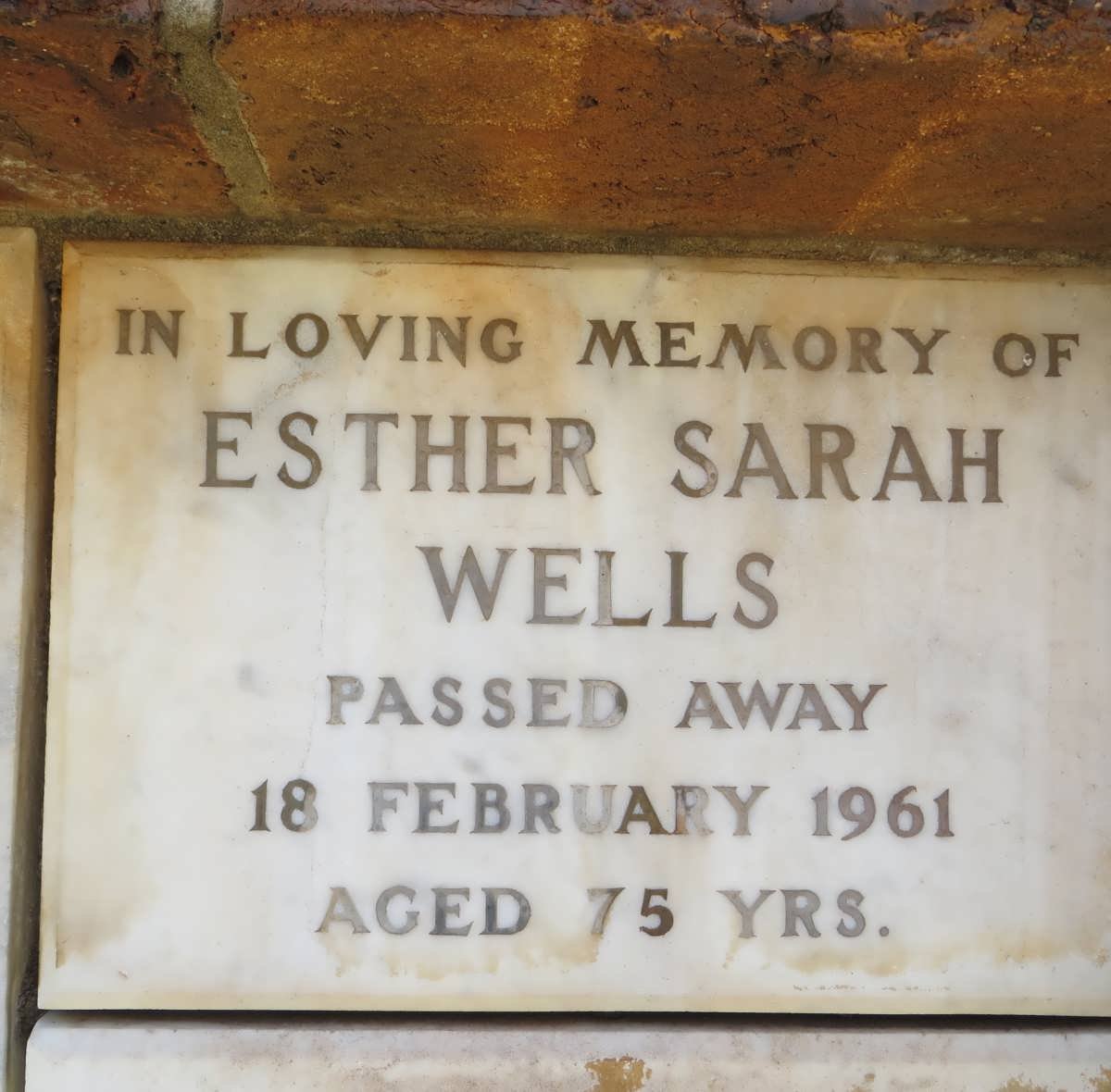 WELLS Esther Sarah -1961