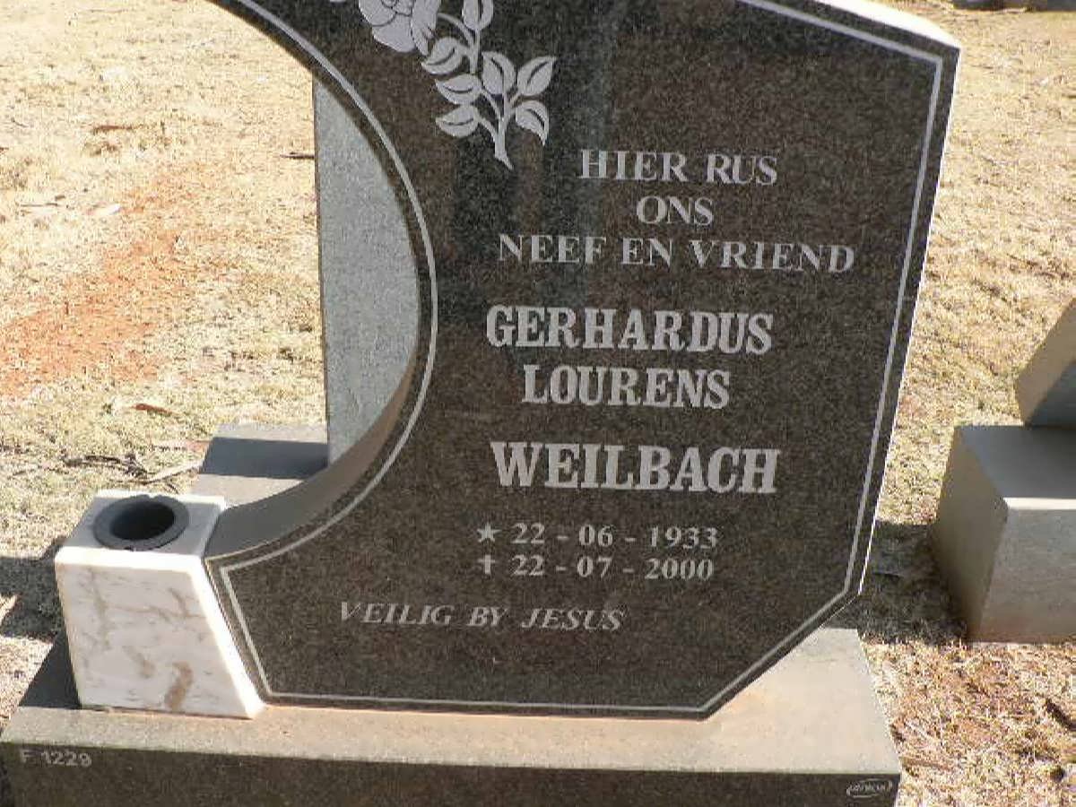 WEILBACH Gerhardus Lourens 1933-2000