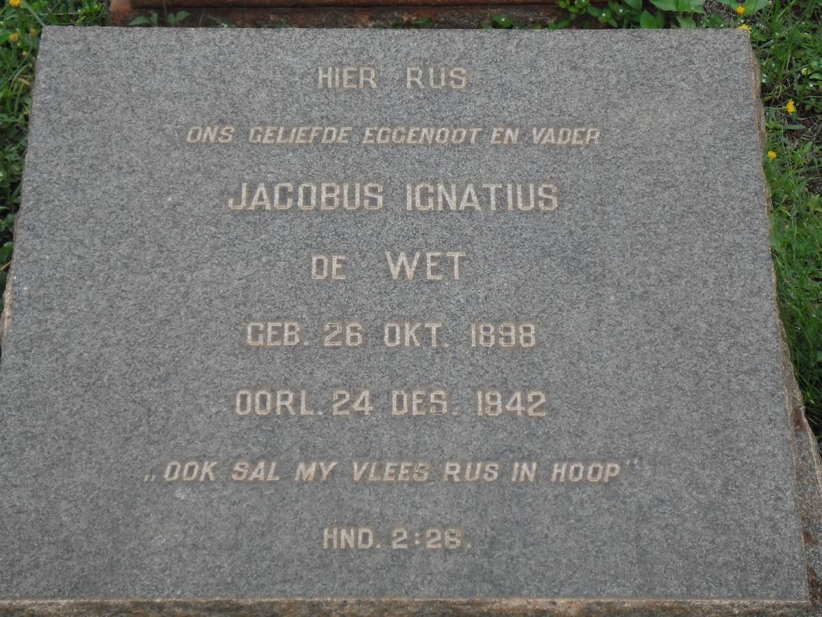 WET Jacobus Ignatius, de 1898-1942