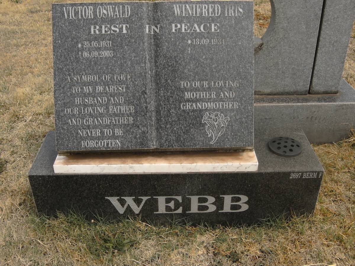 WEBB Victor Oswald 1931-2003 &amp; Winifred Iris 1934-
