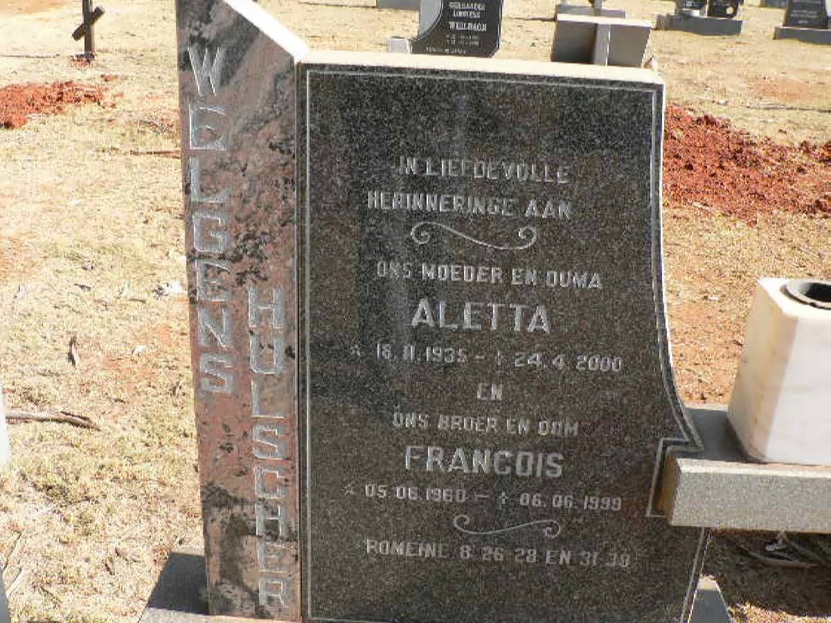 WELGENS Aletta 1935-2000 :: HULSCHER Francois 1960-1999