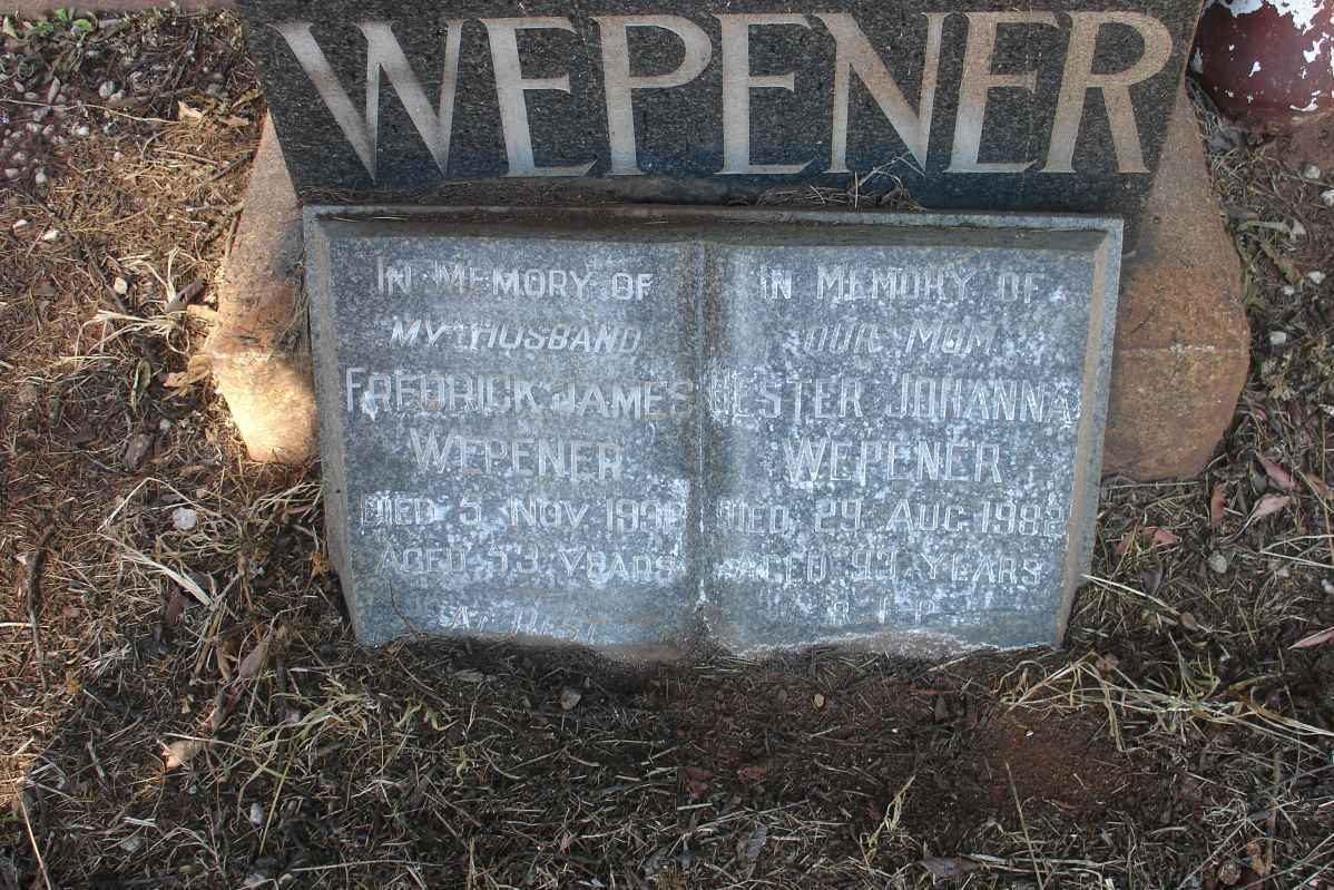 WEPENER Fredrick James -19?? &amp; Hester Johanna -1982