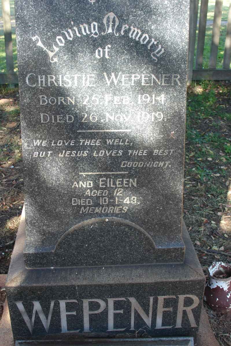 WEPENER Christie 1914-1919 :: WEPENER Eileen -1943