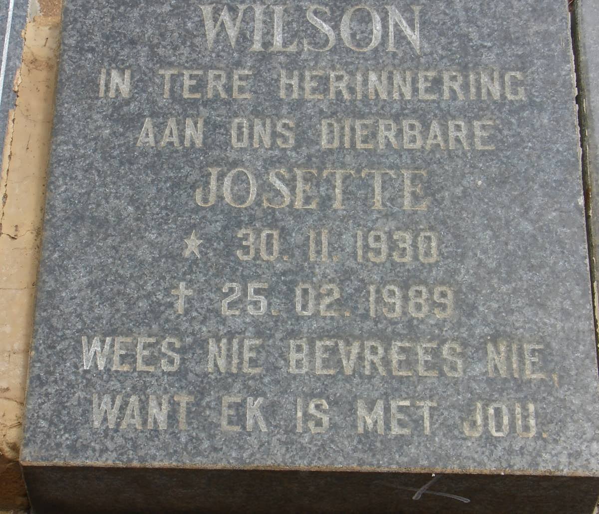 WILSON Josette 1930-1989
