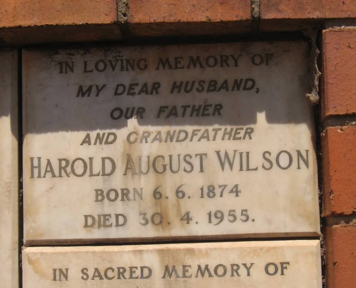 WILSON Harold August 1874-1955