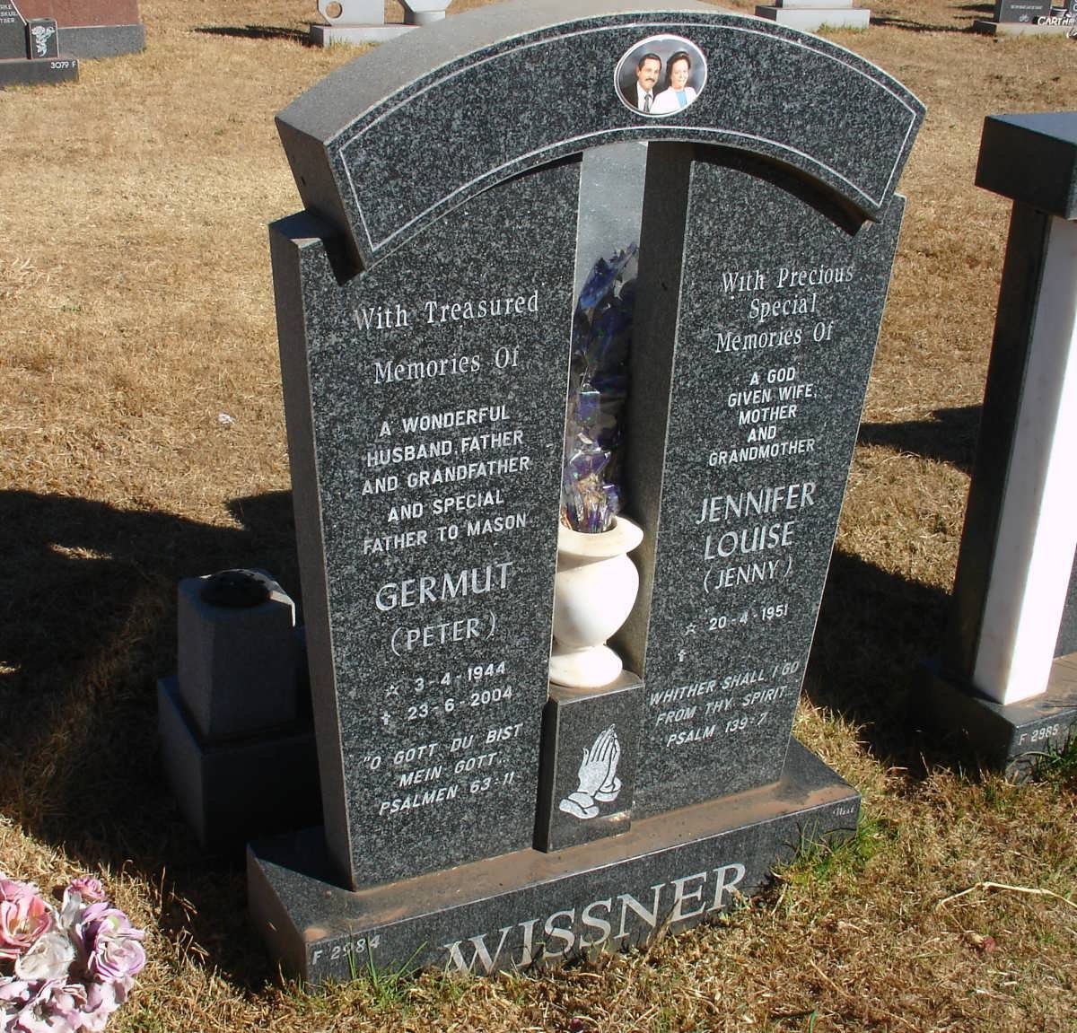 WISSNER Germut 1944-2004 &amp; Jennifer Louise 1951-