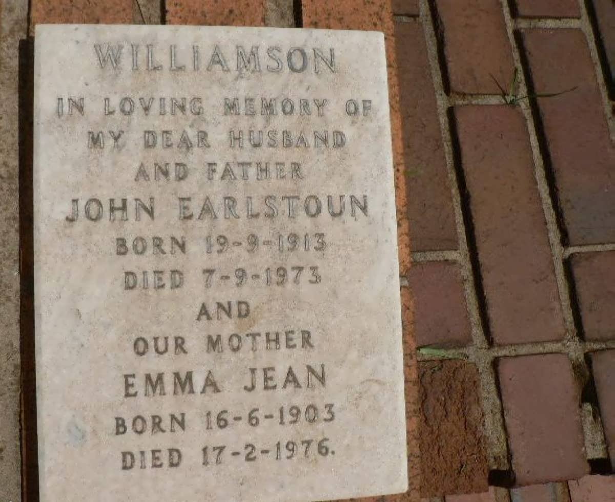 WILLIAMSON John Earlstoun 1913-1973 &amp; Emma Jean 1903-1976