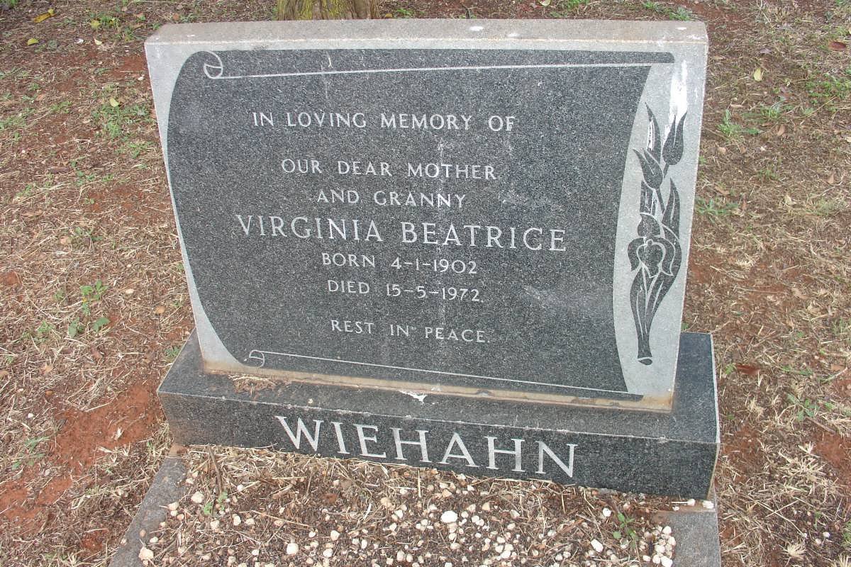 WIEHAHN Virginia Beatrice 1902-1972