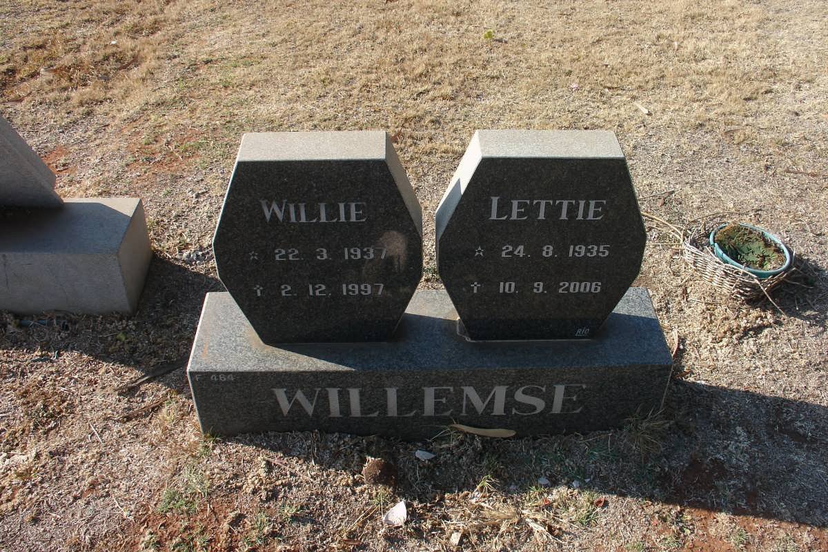WILLEMSE Willie 1937-1997 &amp; Lettie 1936-2006