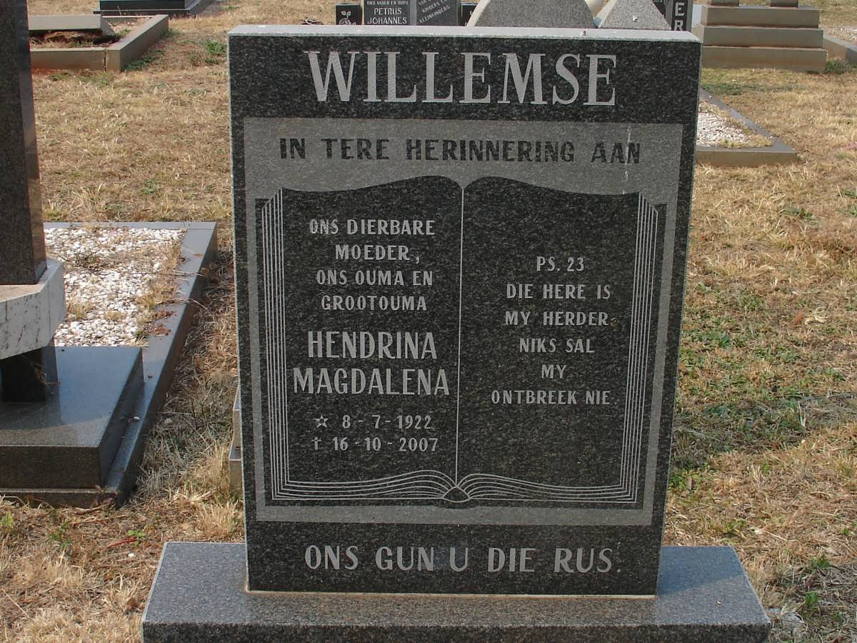 WILLEMSE Hendrina Magdalena 1922-2007