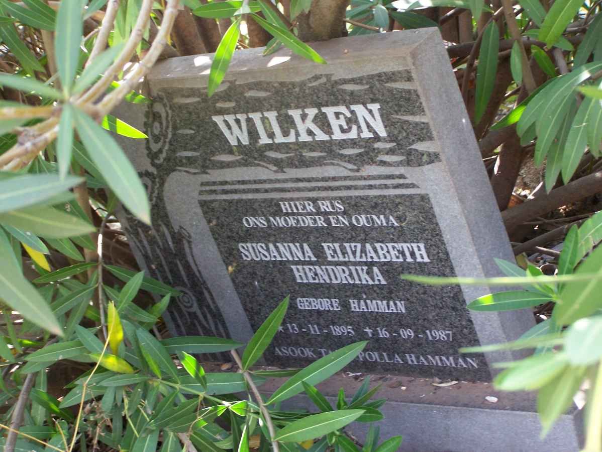 WILKIN Susanna Elizabeth Hendrika nee HAMMAN 1895-1987
