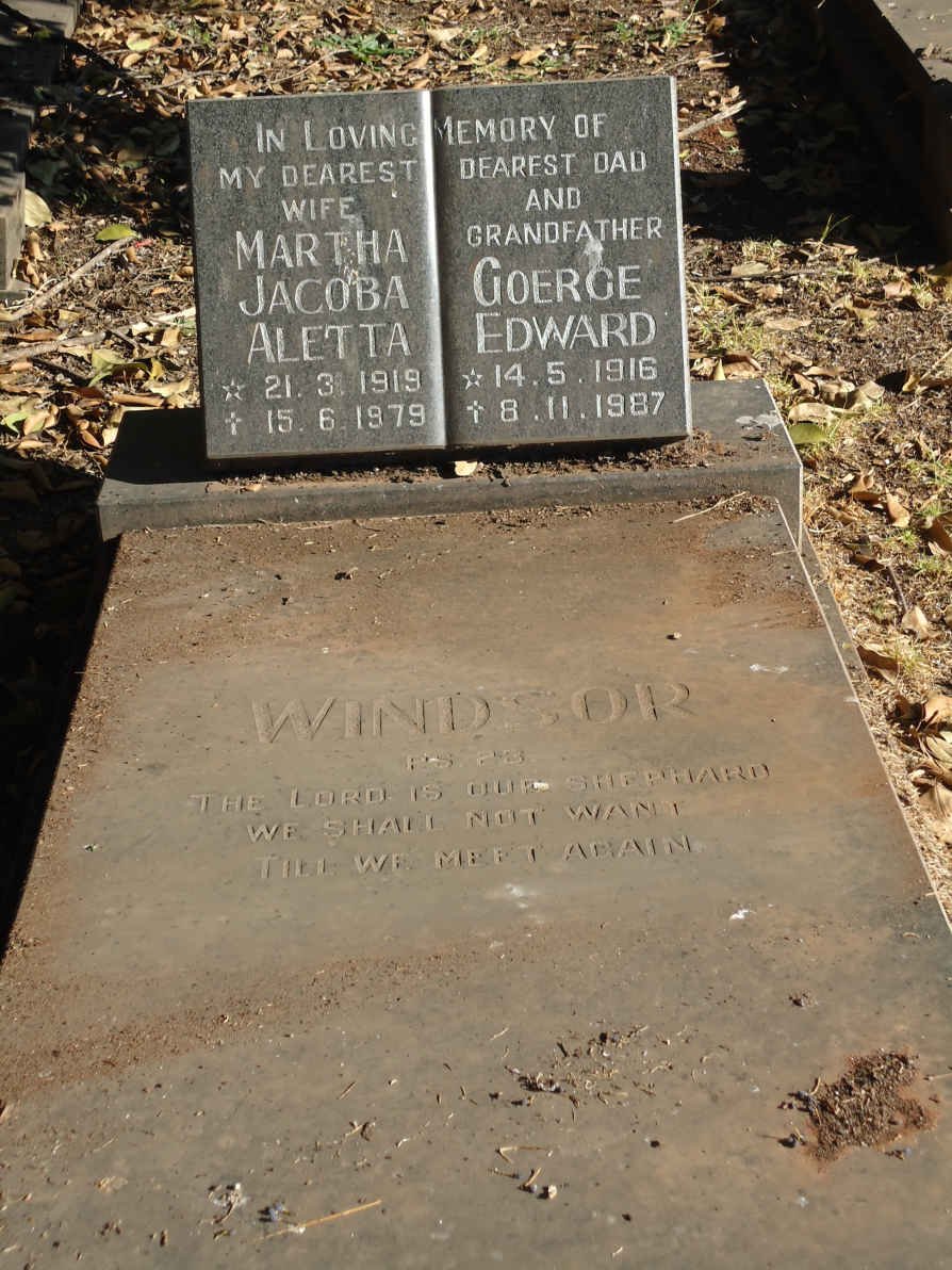 WINDSOR Goerge Edward 1916-1987 &amp; Martha Jacoba Aletta 1919-1979