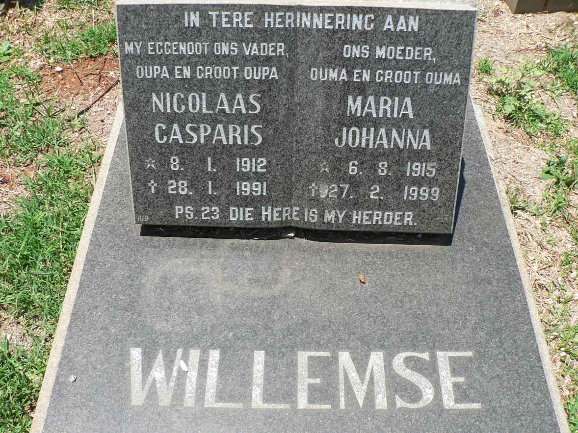 WILLEMSE Nicolaas Casparis 1912-1991 &amp; Maria Johanna 1915-1999
