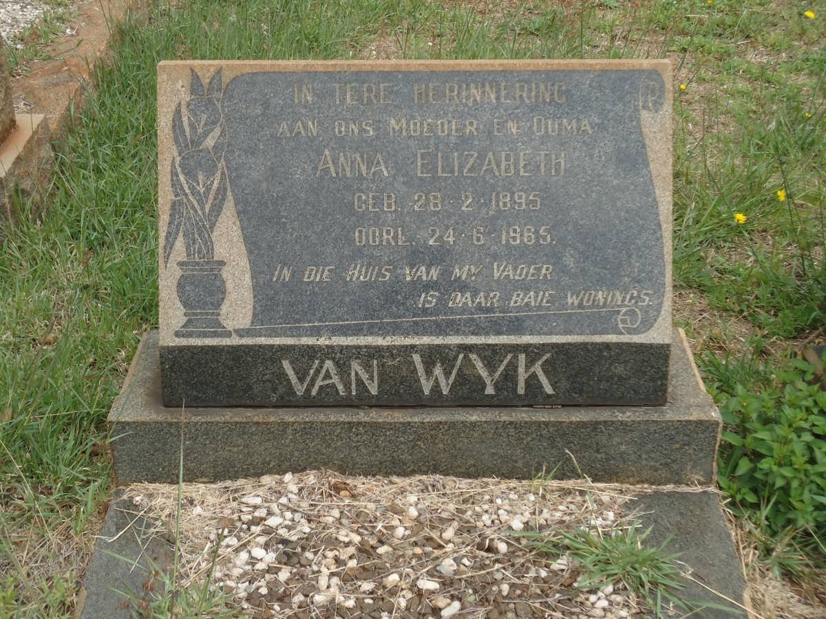 WYK Anna Elizabeth, van 1895-1965