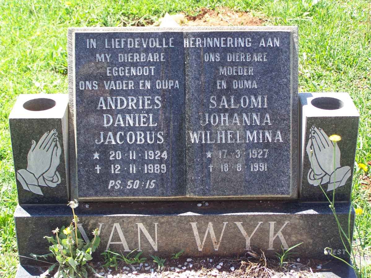 WYK Andries, van 1924-1989 &amp; Salomi Johanna Wilhelmina 1927-1991
