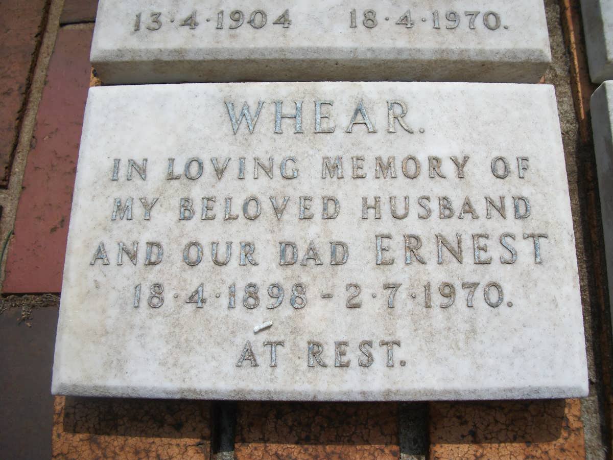 WHEAR Ernest 1898-1970