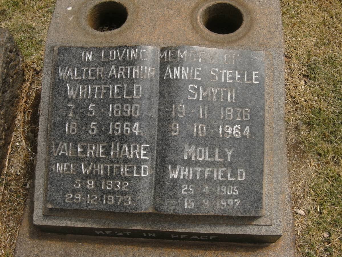 WHITFIELD Walter Arthur 1890-1964&amp; Molly 1905-1997 