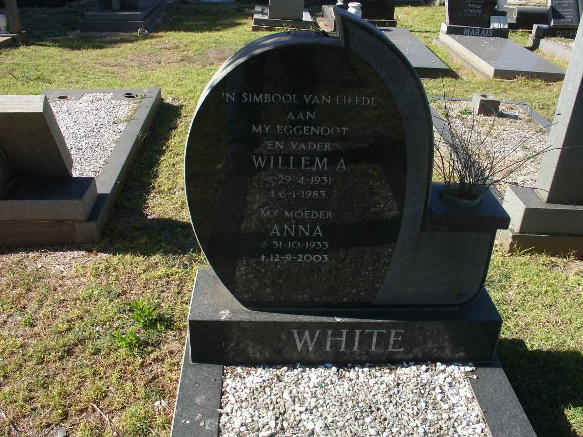 WHITE Willem A. 1931-1983 &amp; Anna 1933-2003