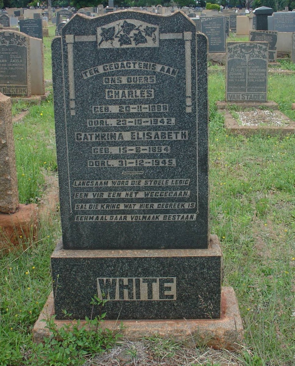 WHITE Charles 1888-1942 &amp; Cathrina Elisabeth 1894-1945