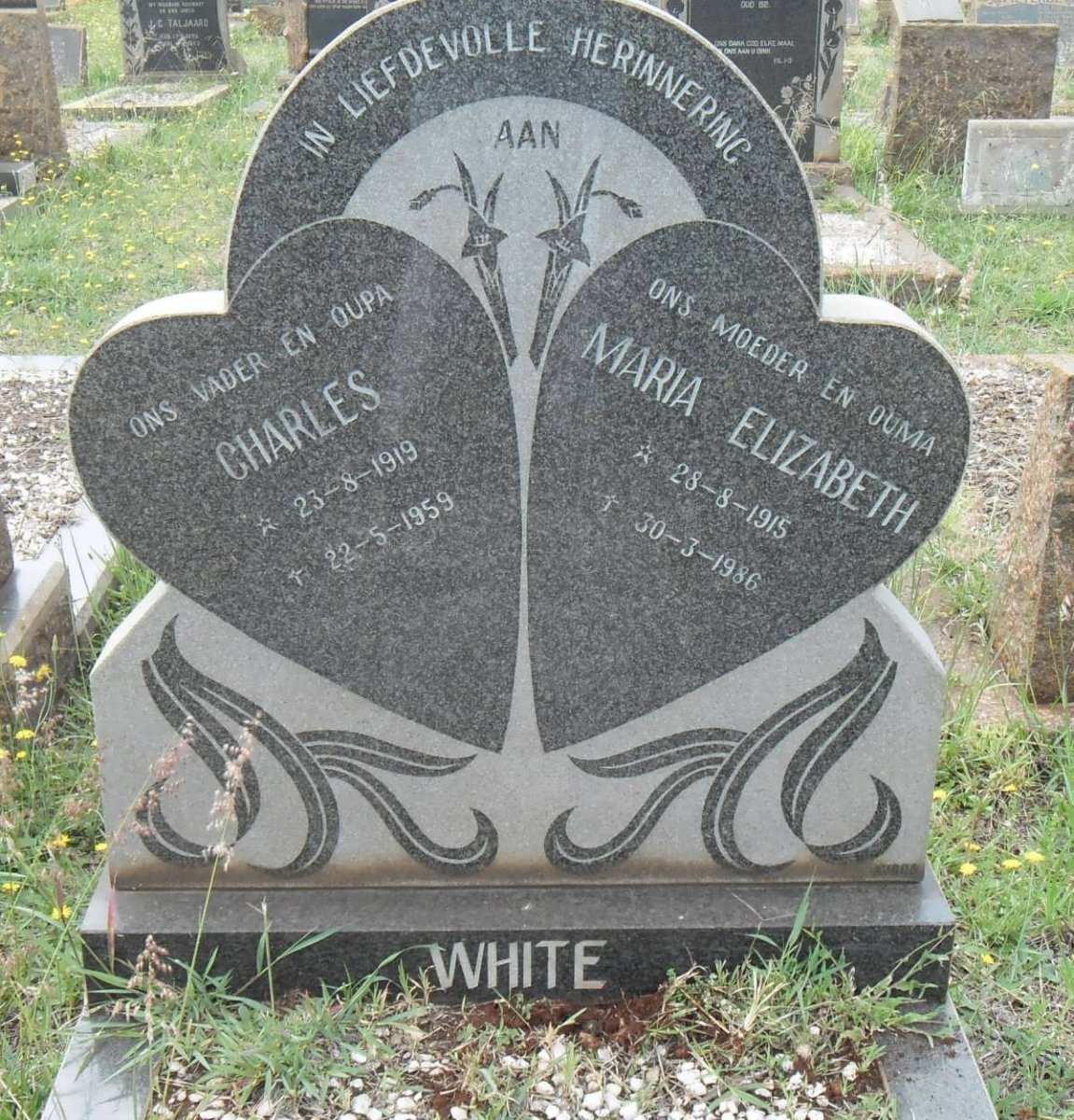 WHITE Charles 1919-1959 &amp; Maria Elizabeth 1915-1986