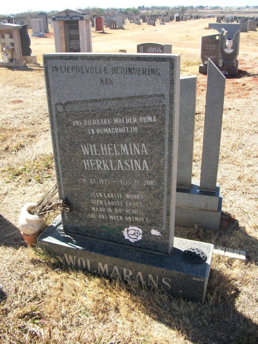 WOLMARANS Wilhelmina Herklasina 1933-2005