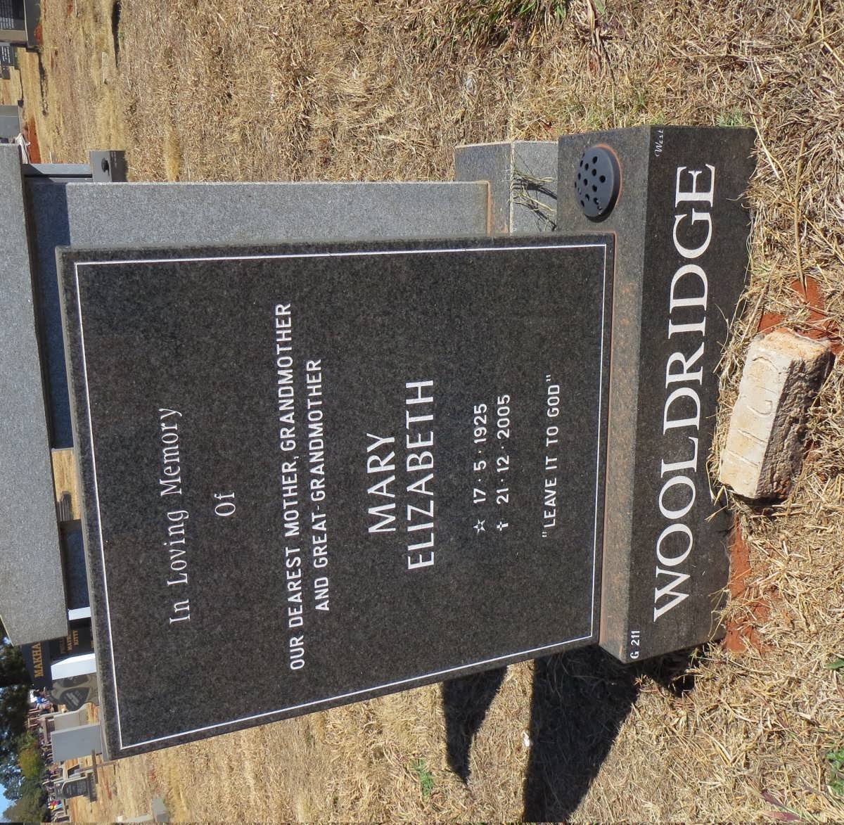 WOOLDRIDGE Mary Elizabeth 1925-2005