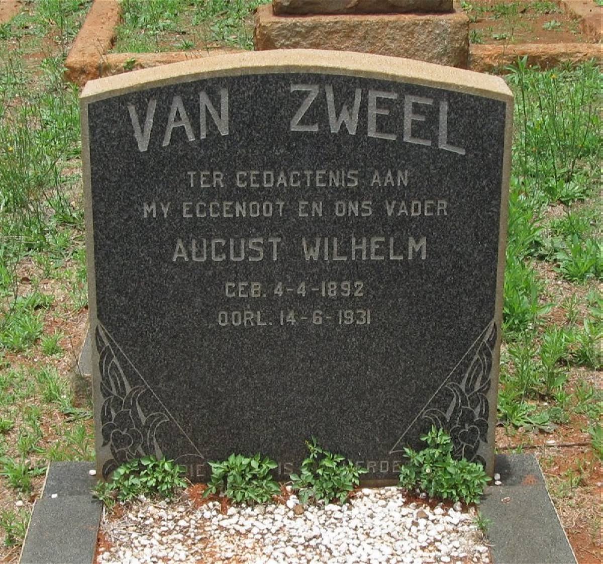 ZWEEL August Wilhelm, van 1892-1931