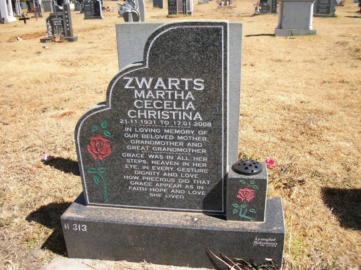 ZWARTS Martha Cecilia Christina 1931-2008