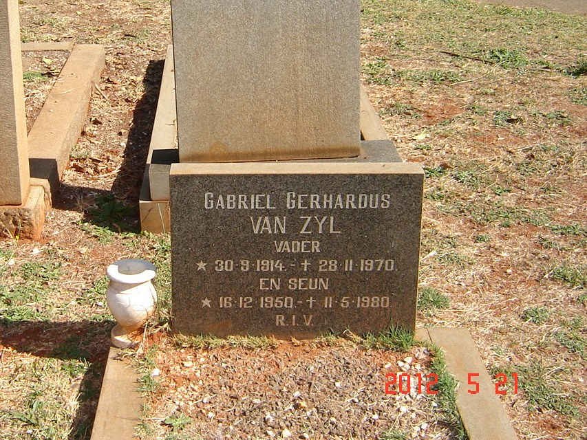 ZYL Gabriel Gerhardus, van 1914-1970 :: VAN ZYL Seun 1950-1980