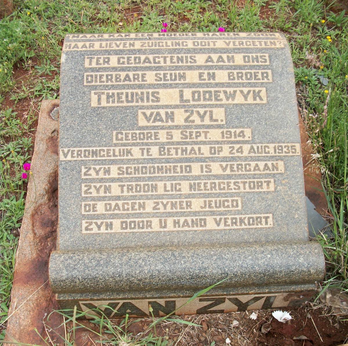 ZYL Theunis Lodewyk, van 1914-1935