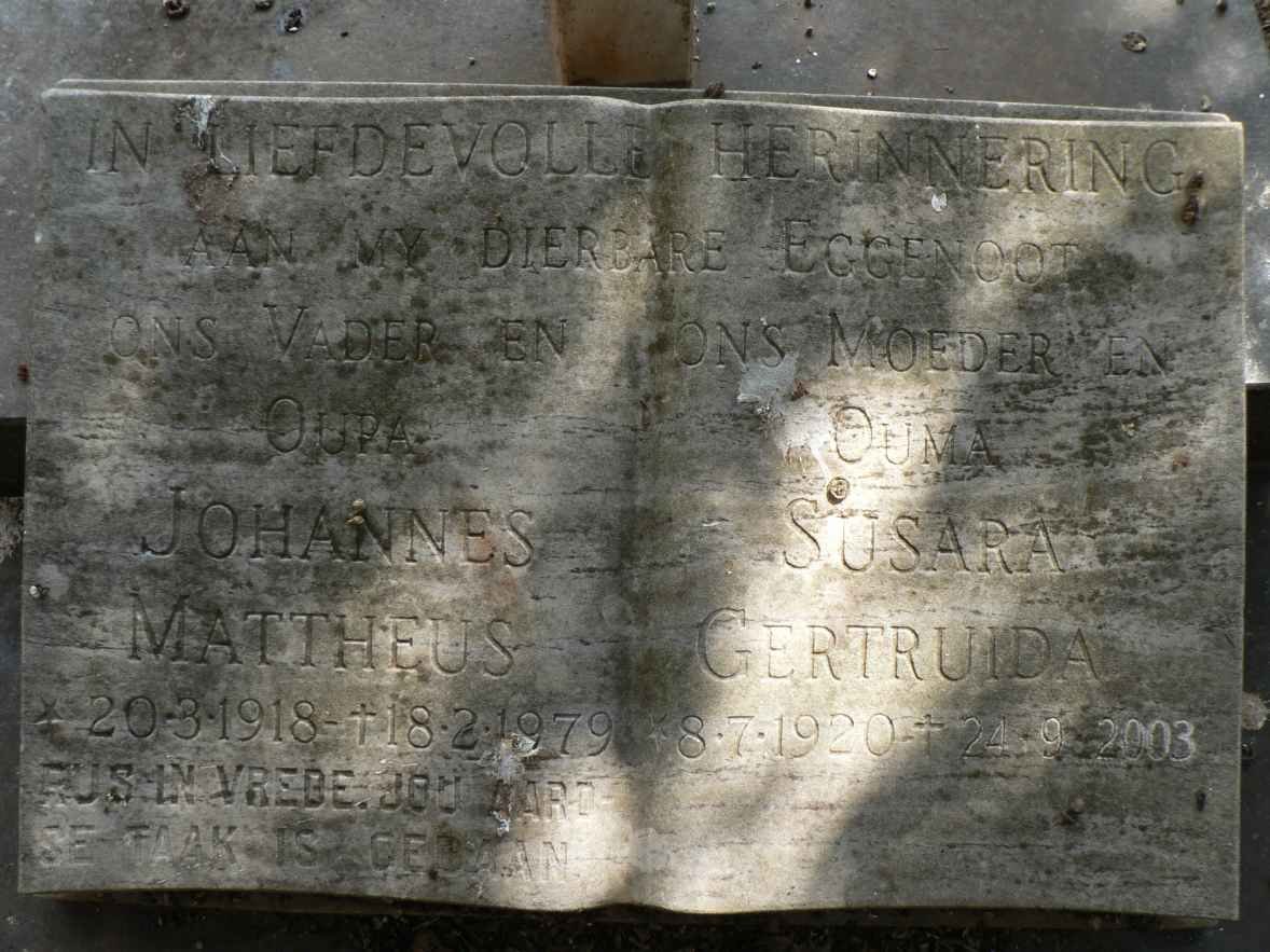 ? Johannes Mattheus 1918-1979 &amp; Susara Gertruida 1920-2003