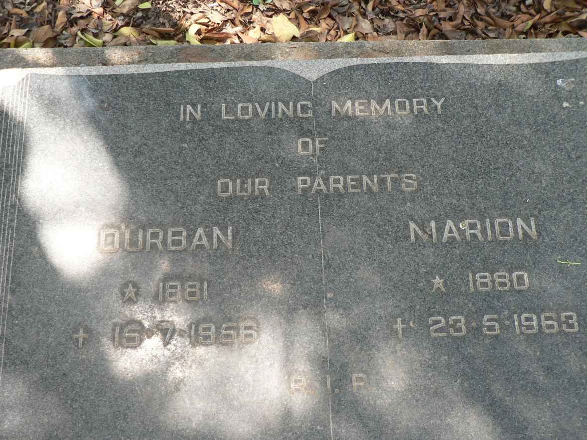 ? D'urban 1881-1958 &amp; Marion 1880-1963
